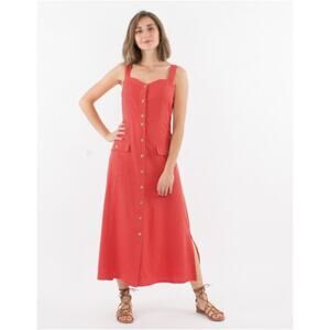 Coline coral button down summer dress size M long strapped dress